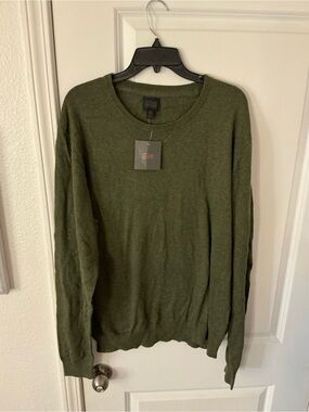 14th & Union Men Olive Green Lightweight Crewneck Knit Pullover Sweater 2XL NWT